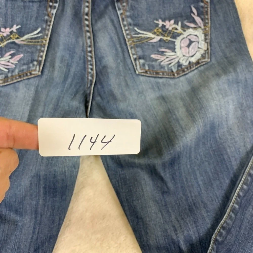 Lucky Brand Sweet N Low Bootcut Jeans Womens 8/29 Blue Denim Embroidered Pockets